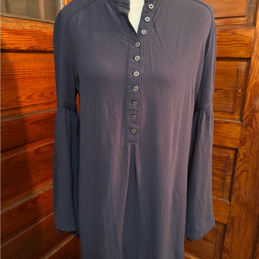 Free People Navy Button-Front Tunic - Picture 2 of 4